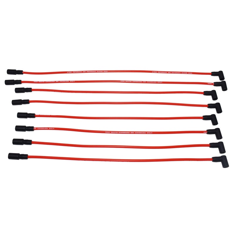 A-Team Performance Silicone Spark Plug Wire Set - Black 90-Degree Silicone Boots - Wires Compatible with Chevy & GMC Vortec 5.0L/5.7L 1996-2003 - Red, 8.0 mm - Image 2